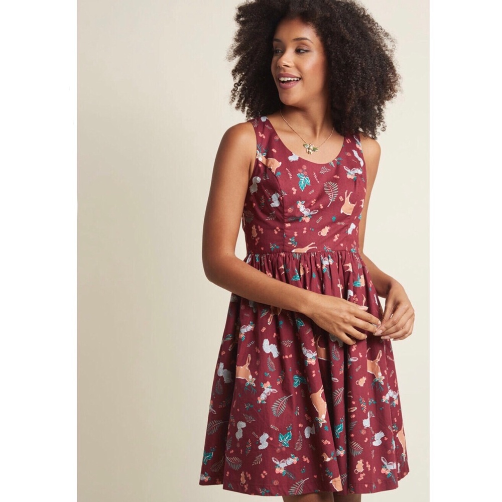 Optimistic Effect Sleeveless Dress Forest Critters